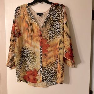 Jeans By Buffalo sheer top with crochet back L